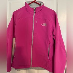 Pink northface hard shell jacket